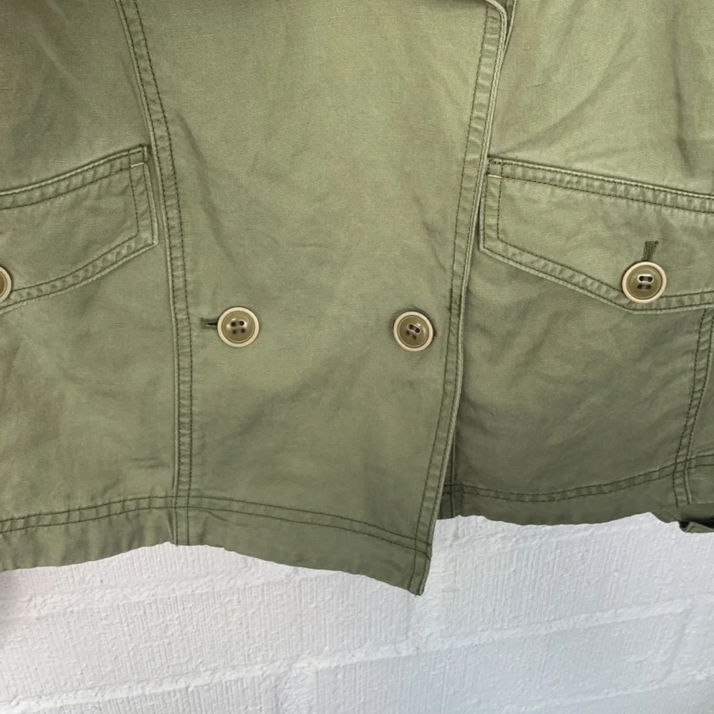 Anthropologie Linen Aviator Tencel Lyocell Green Jacket size Medium